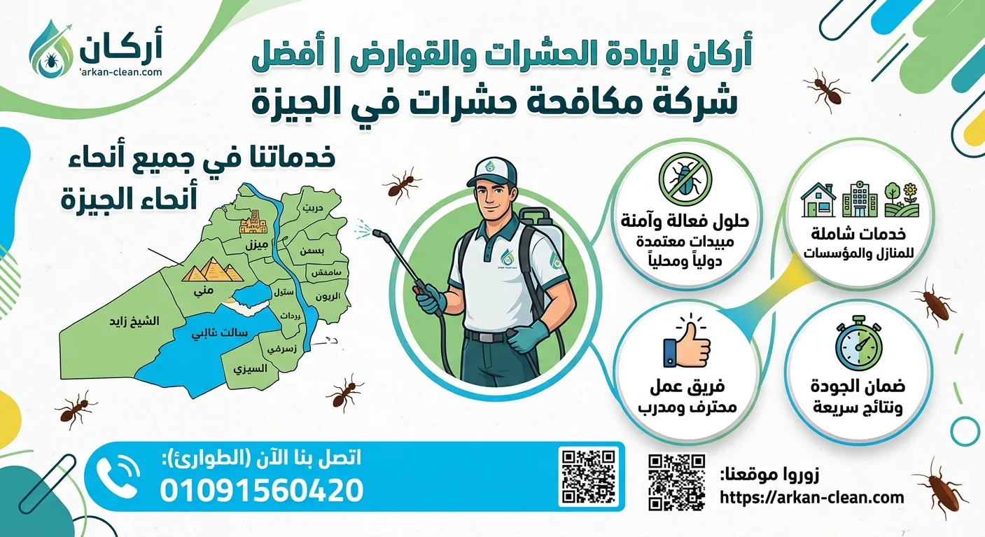 خدمات شركة مكافحة حشرات الجيزة مع فريق أركان الميداني